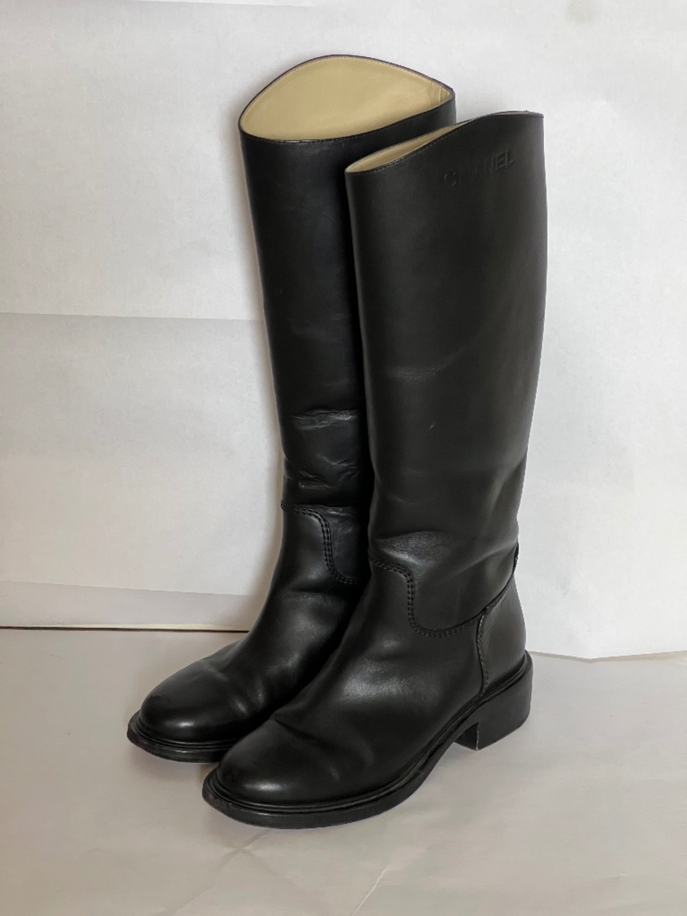 Chanel Black Calfskin Riding Boots